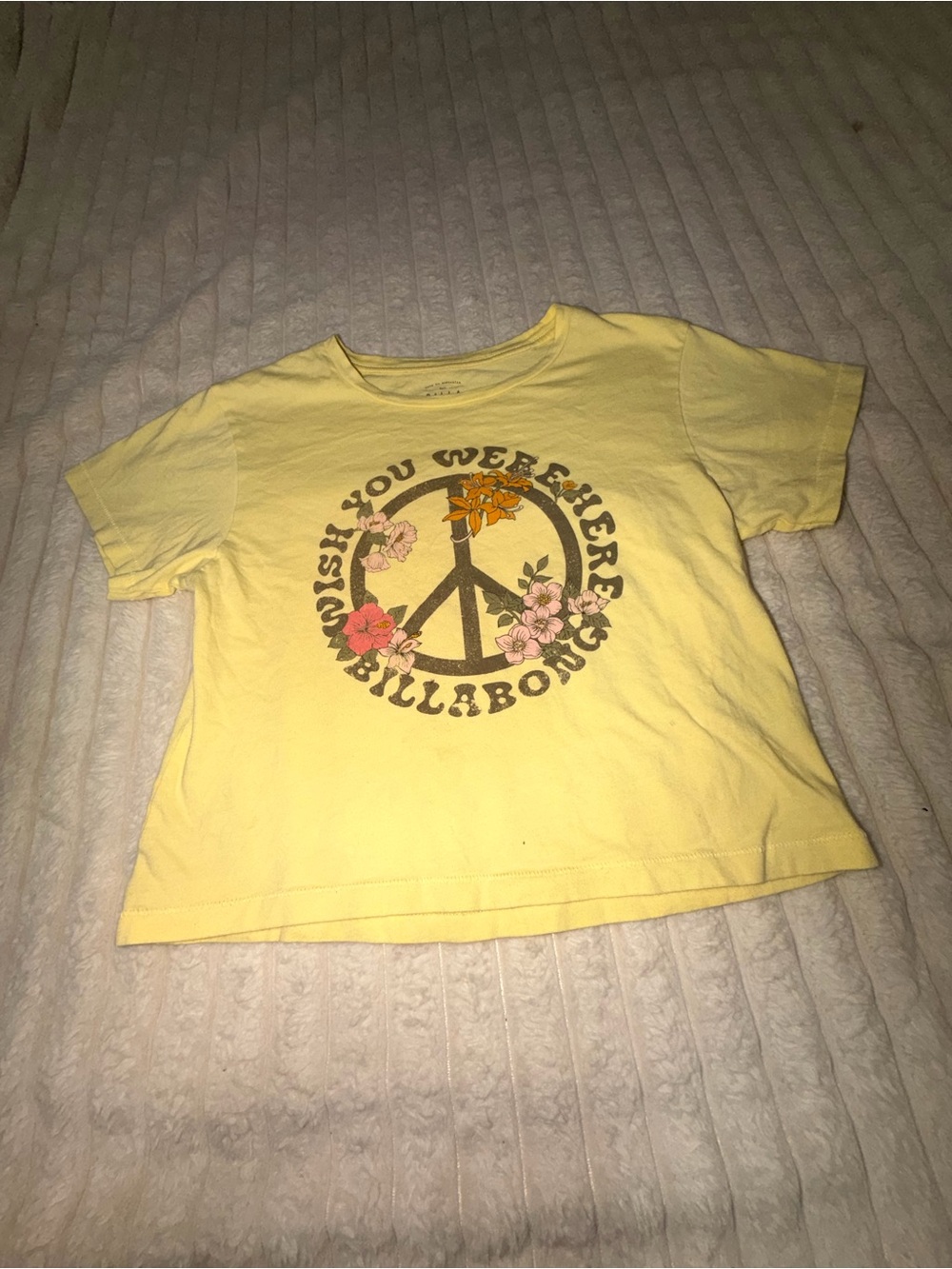 Billabong Kids Yellow Floral Peace Sign Tee